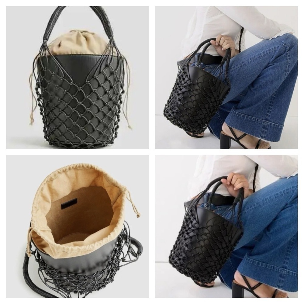 J. Crew Sedona Basket Bag Black Leather - Picture 9 of 11